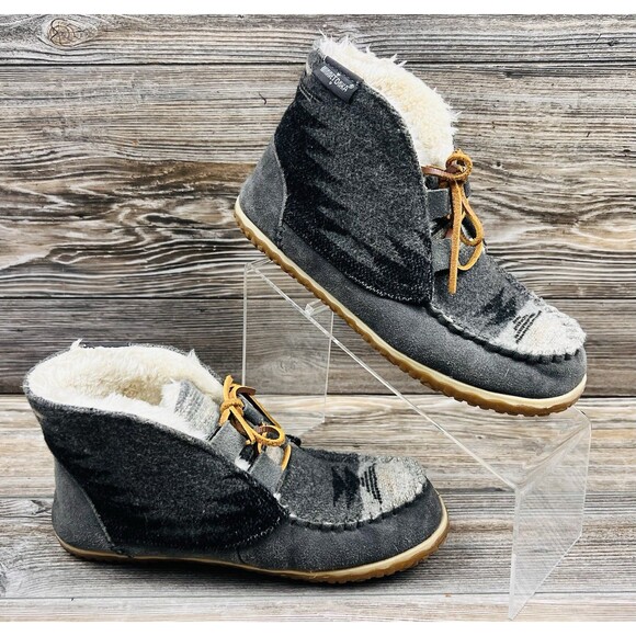 Minnetonka Gray Torrey Moccasin Bootie 40144 Aztec Western Women's 9M Cabincore - Picture 1 of 12